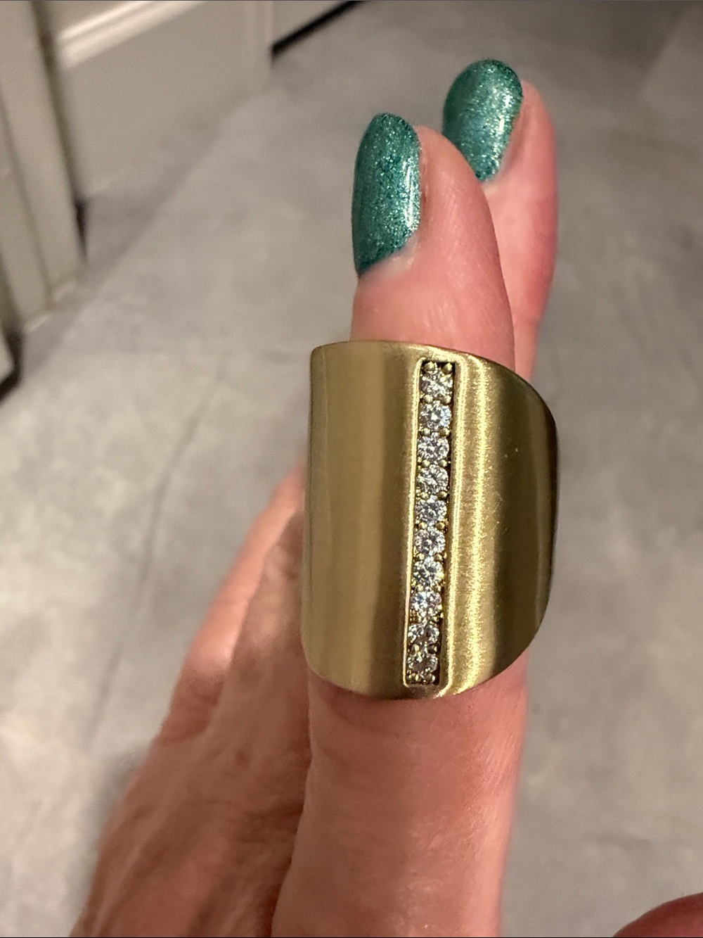 Park Lane Gold Wide Band Ring with Crystal Stripe